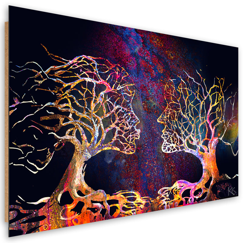 Deco panel print, Pair of trees kiss abstract