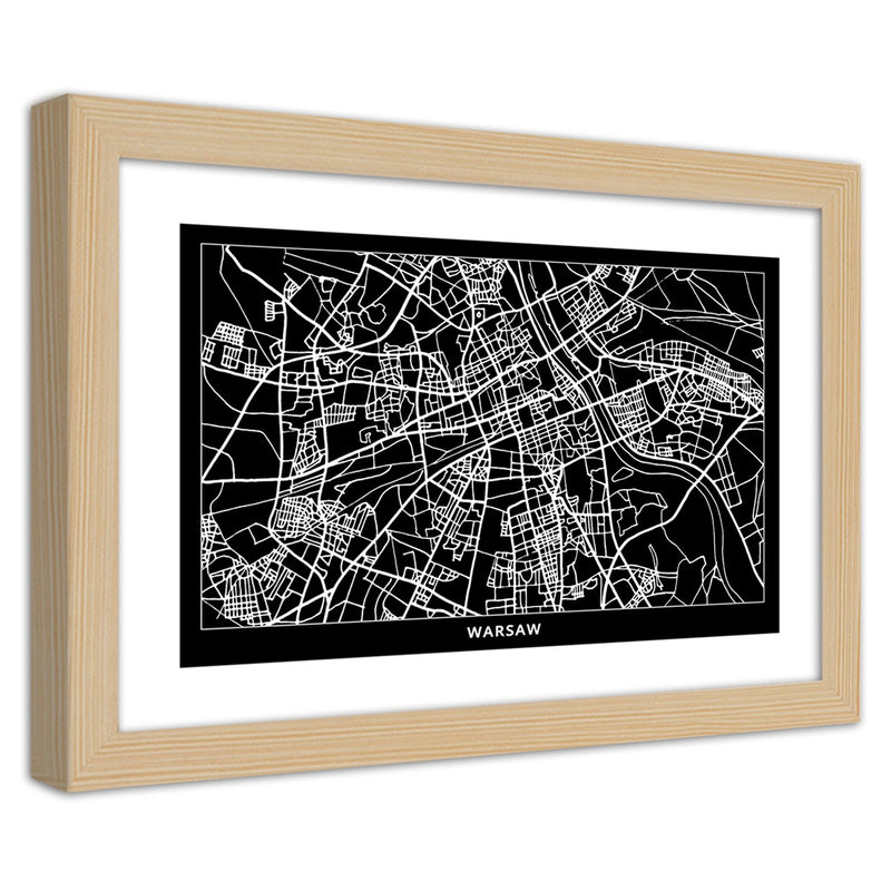 Picture in natural frame, City plan warsaw