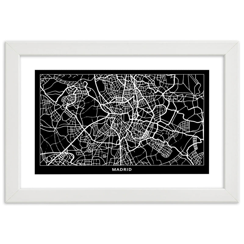 Cuadro en marco blanco, Plano de la ciudad de madrid