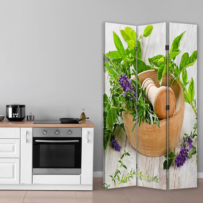 Room divider Double-sided rotatable, Wooden Mortar for Herbs