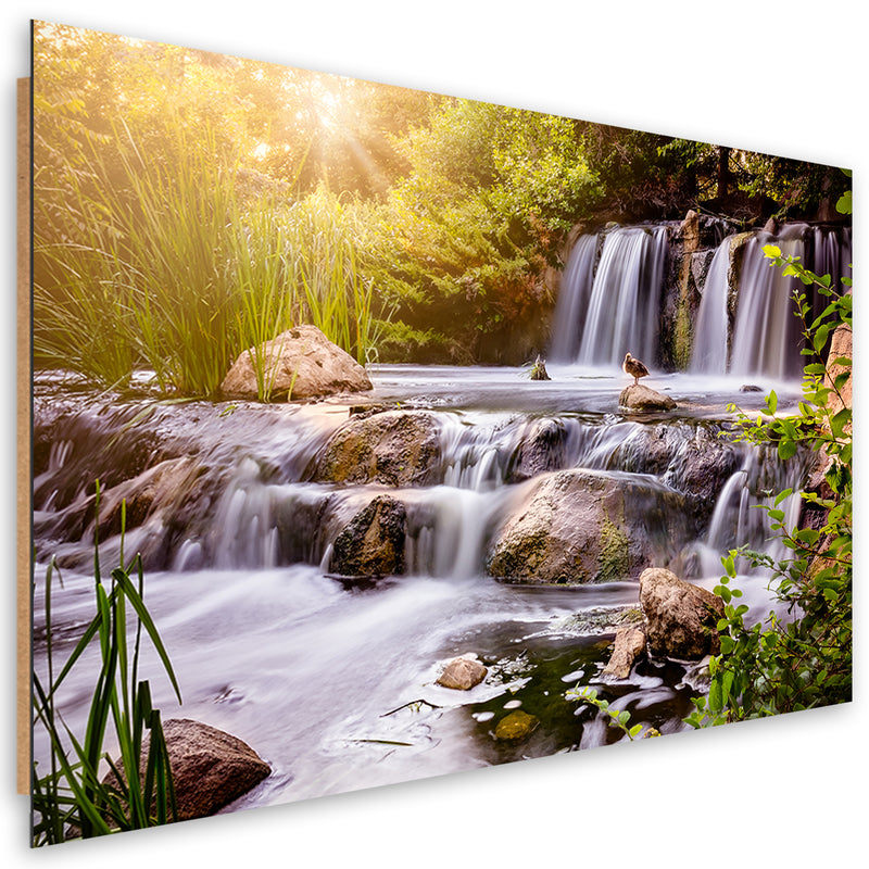 Deco panel print, Waterfall at sunset nature