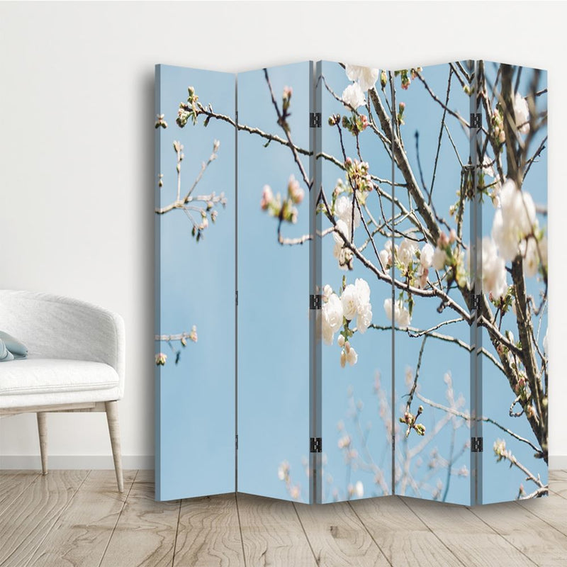 Room divider Double-sided rotatable, Flowering flowers on a branch