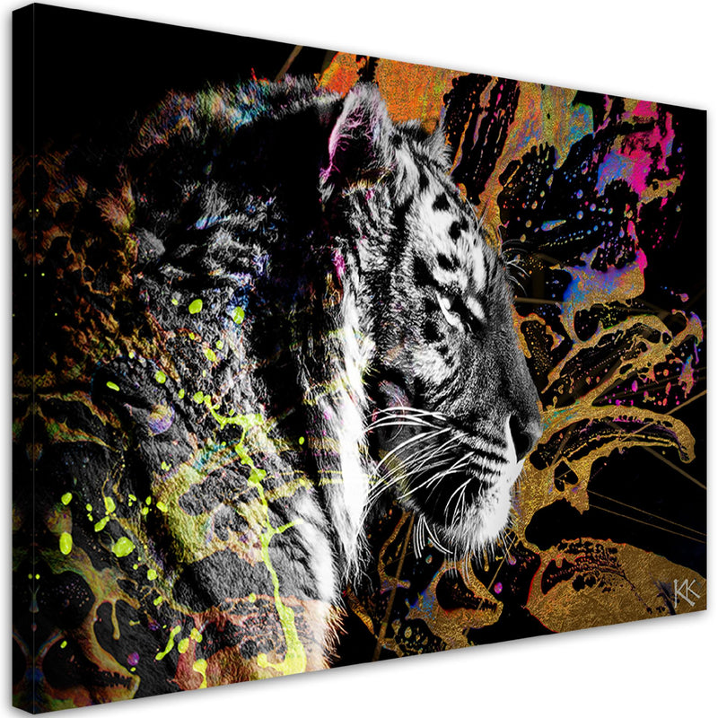 Cuadro, Tigre en colores de fondo