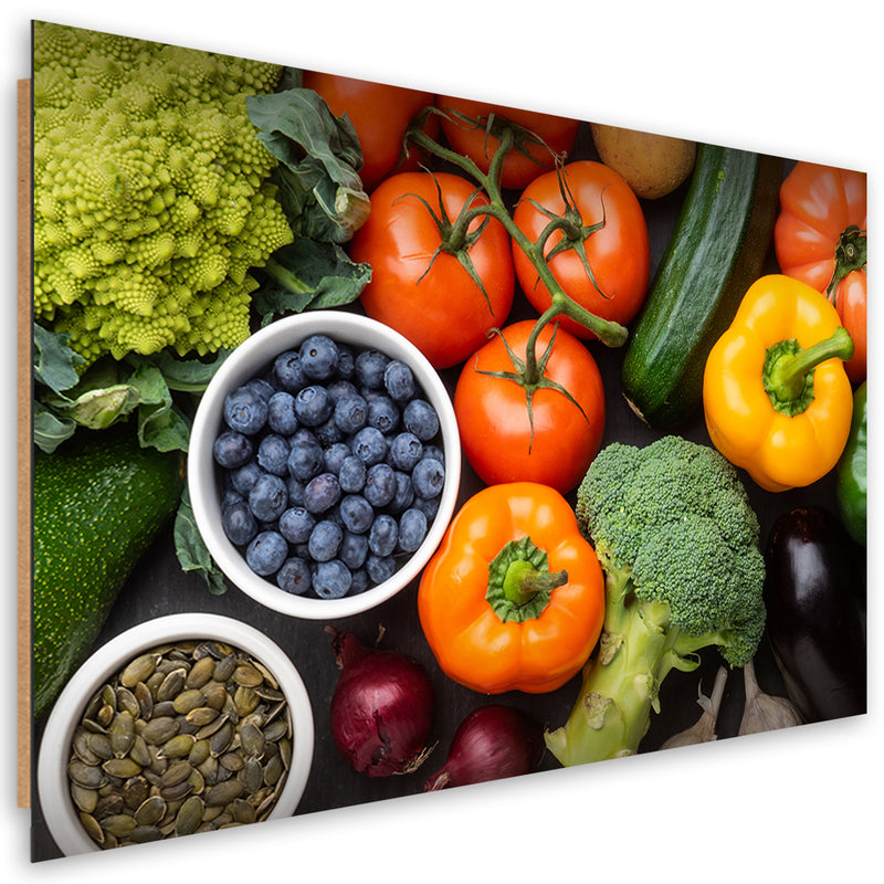 Estampado de panel decorativo, Verduras y frutas frescas.