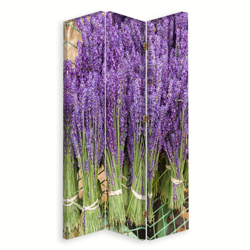 Room divider Double-sided rotatable, Lavender bouquets