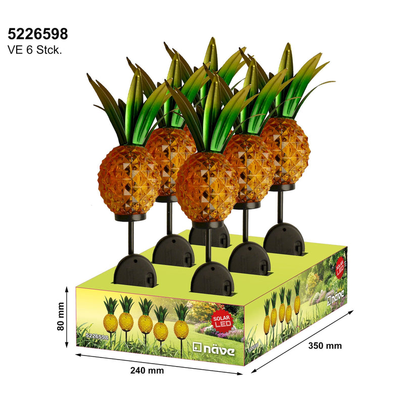 LED Solar Ground Spike Pineapple orange 81cm
