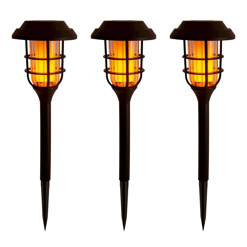 Set of 3 LED Outdoor Ground Spike h: 34cm