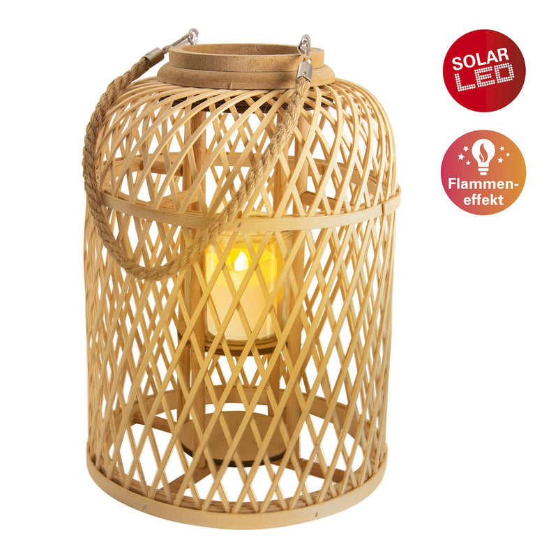 Decorative Light Basket natural - h: 38 cm incl. Solar LED Candle