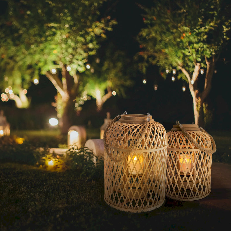 Decorative Light Basket natural - h: 38 cm incl. Solar LED Candle