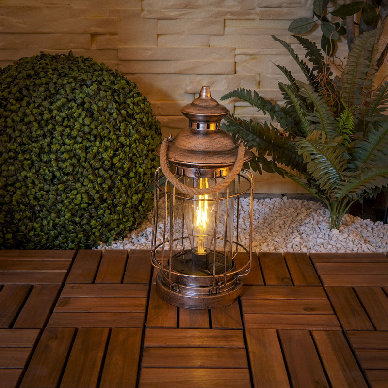 LED Decorative Solar Light Lantern h: 35 cm copper