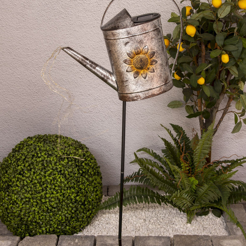 LED Solar Ground Spike (Watering Can) h: 110 cm galvanised