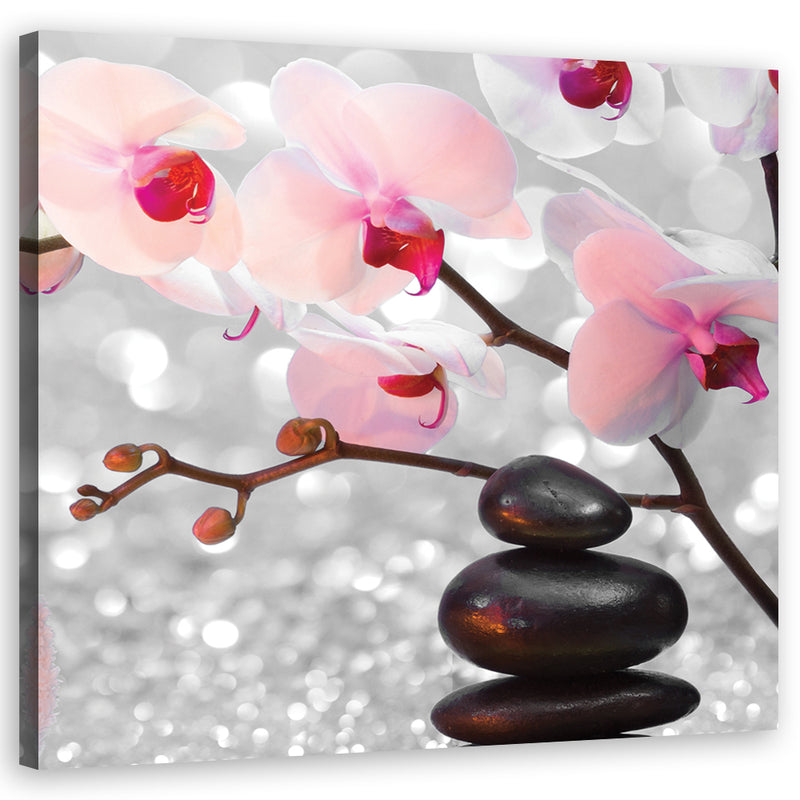 Canvas print, Zen stones and orchid branch