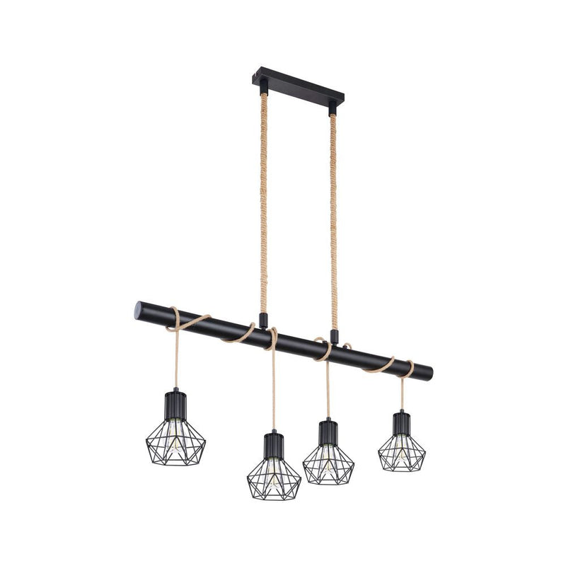 Linear suspension Globo Lighting PRISKA metal black E27 4 lamps