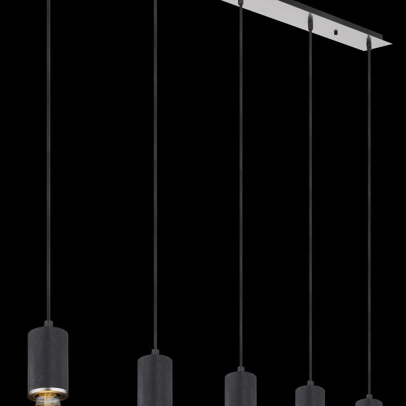 Linear suspension Globo Lighting JOSEBA metal black E27 5 lamps