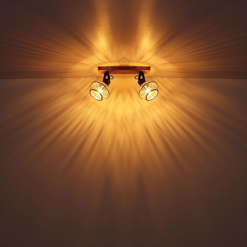 Linear suspension Globo Lighting VALLI metal brown E27 4 lamps