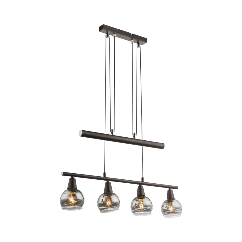 Linear suspension Globo Lighting ISLA metal bronze E14 4 lamps