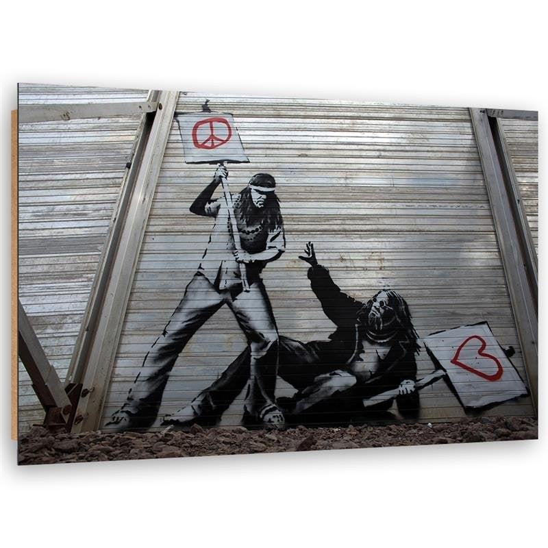 Deco panel print, Fighting peace with love mural Banksy