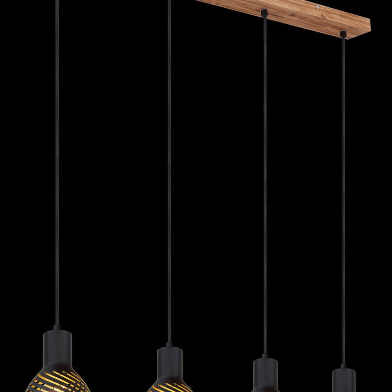 Linear suspension Globo Lighting LENNA metal light wood E27 4 lamps