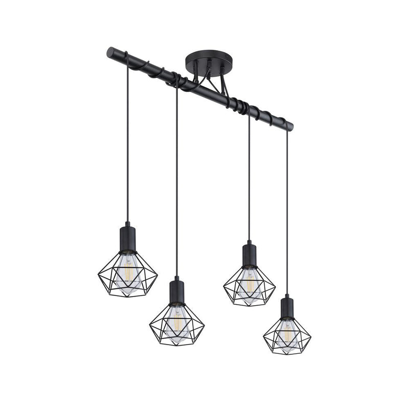 Linear suspension Globo Lighting XARA I metal black E27 4 lamps
