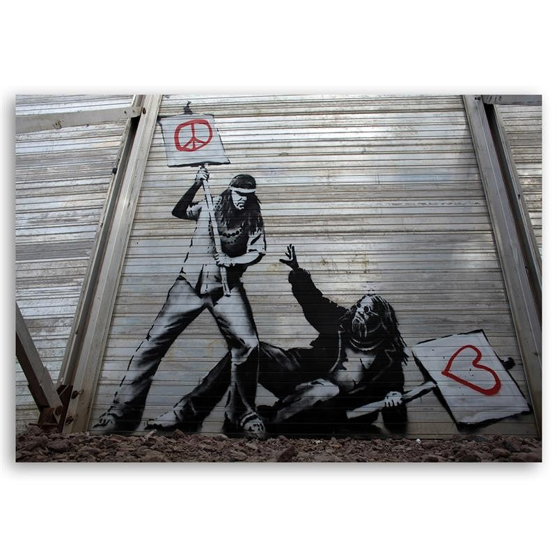 Deco panel print, Fighting peace with love mural Banksy