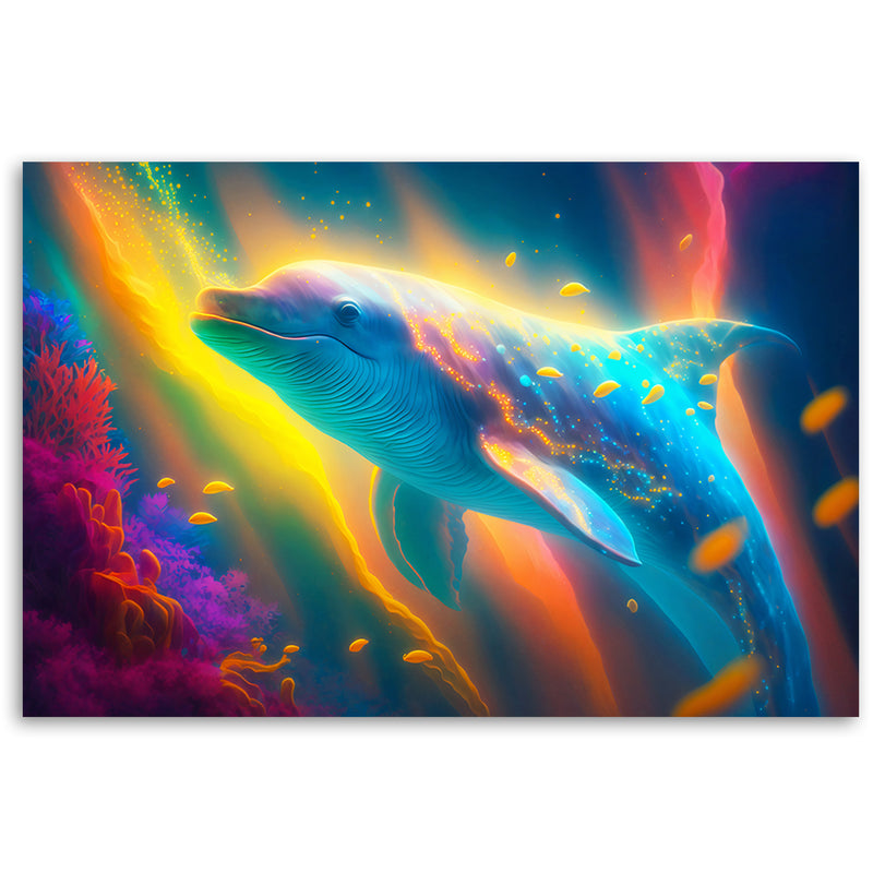 Deco panel print, Neon whale
