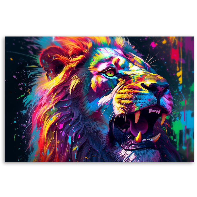Canvas print, Lion Neon Abstraction