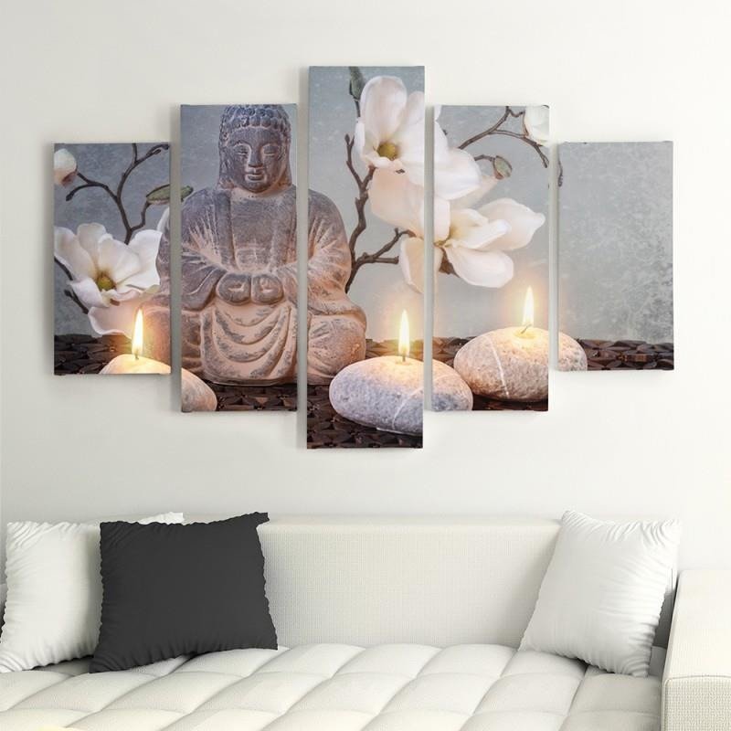 Five piece picture canvas print, Buddha