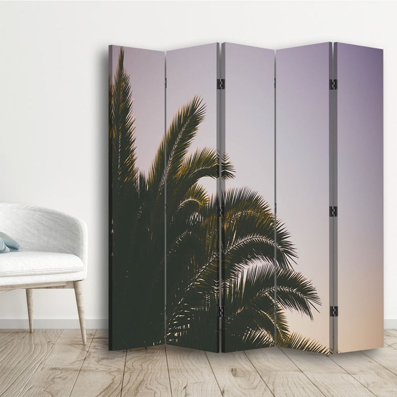 Room divider Double-sided, Palm tree on purple background