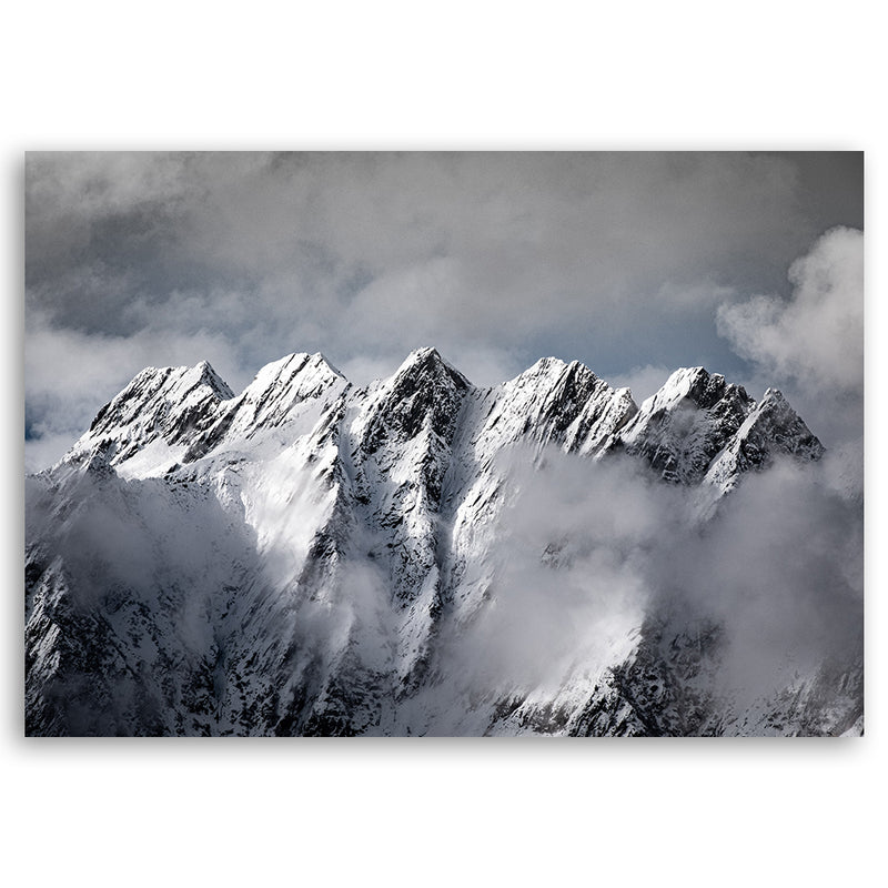 Cuadro, La cumbre de una montaña en invierno.