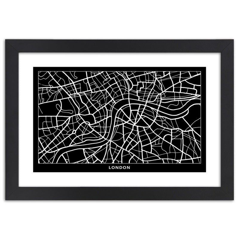 Cuadro en marco negro, Plano de la ciudad de Londres