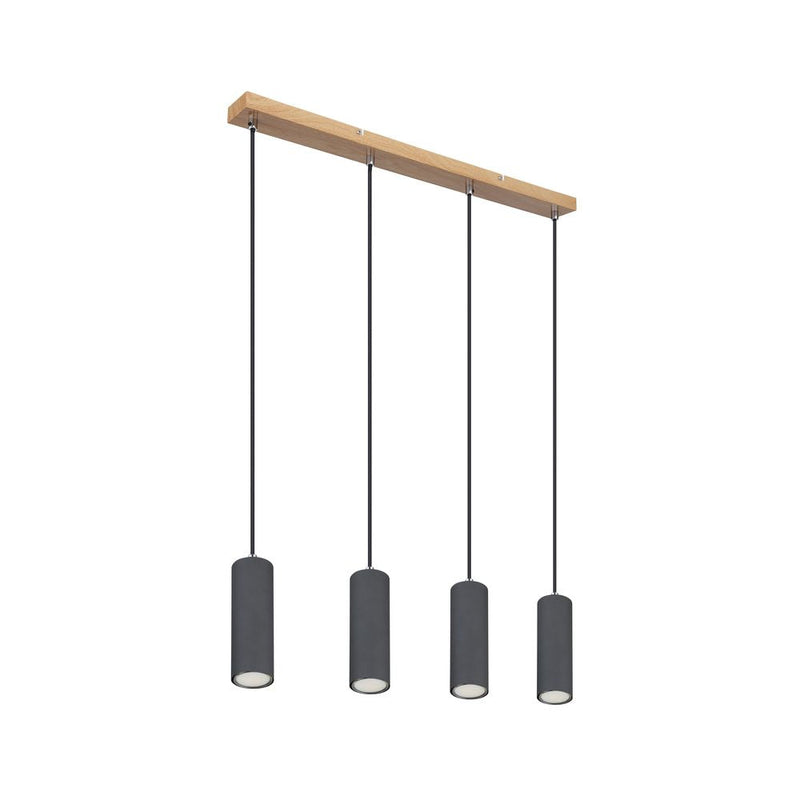 Linear suspension Globo Lighting ROBBY metal dark wood GU10 4 lamps