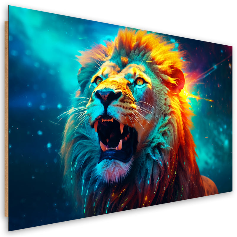 Deco panel print, Abstract Neon Lion AI