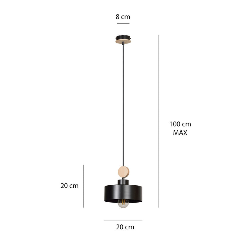 TUNISO pendant lamp 1L, black, E27