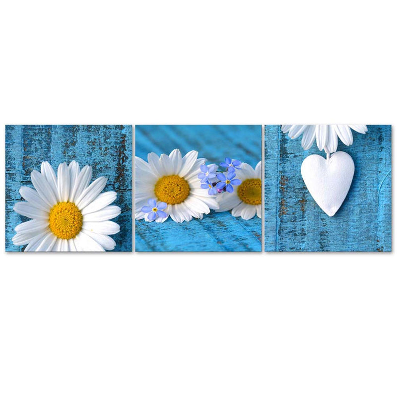 Set of three pictures deco panel, Daisies and hearts