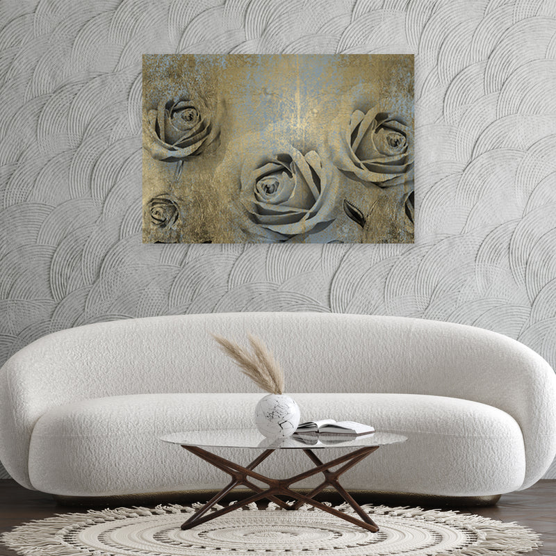 Deco panel print, Gold roses
