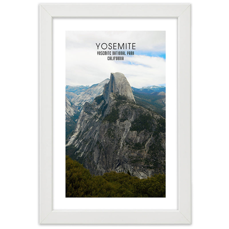 Picture in white frame, Rock in yosemite national park