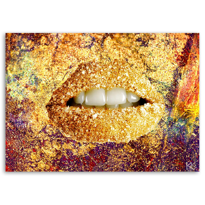 Deco panel print, Abstract gold lips