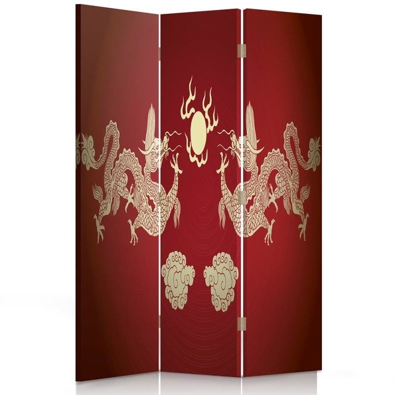 Room divider Double-sided rotatable, Red Dragons