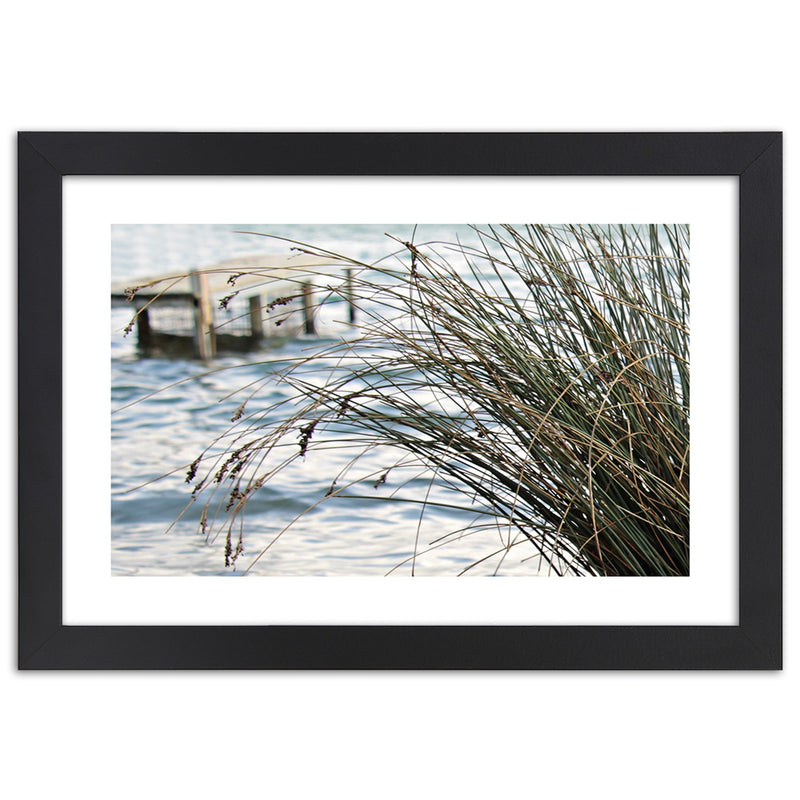 Picture in black frame, Jetty on the sea