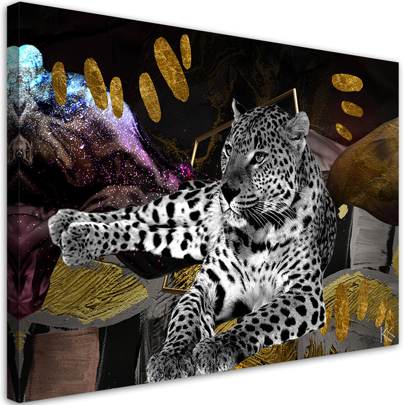 Cuadro, Leopardo sobre fondo abstracto