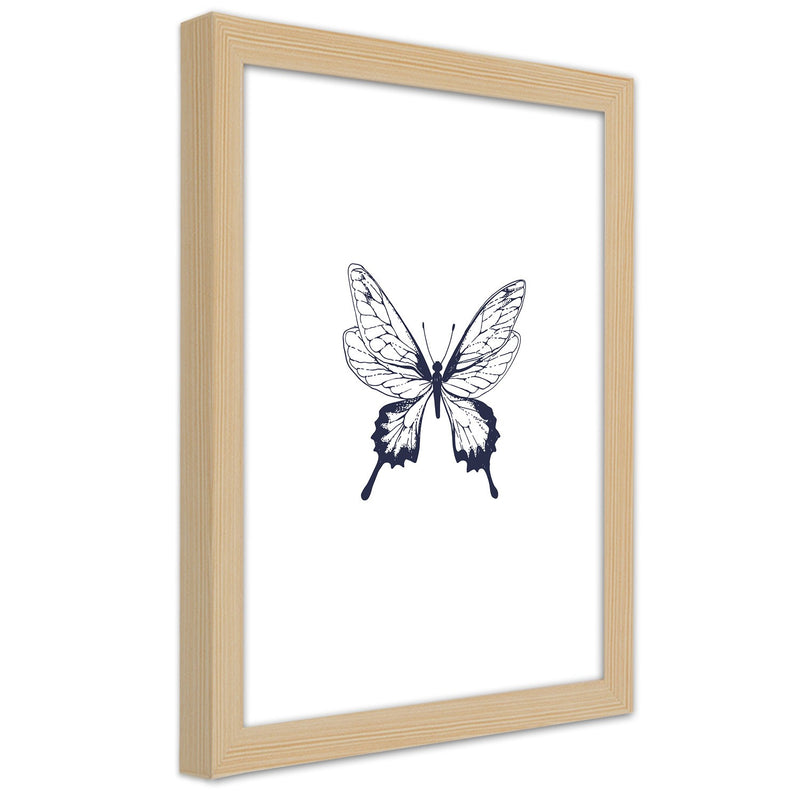Picture in natural frame, Drawn butterfly