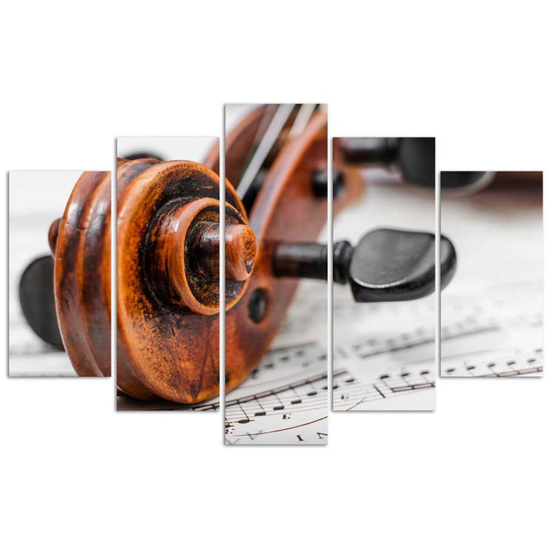 Five piece picture canvas print, Violin and notes