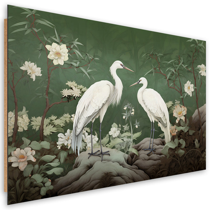 Deco panel picture, White Cranes Abstract
