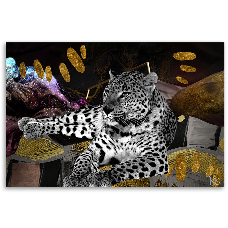 Cuadro, Leopardo sobre fondo abstracto