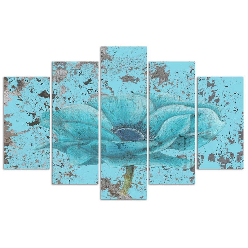 Five piece picture deco panel, Blue flower