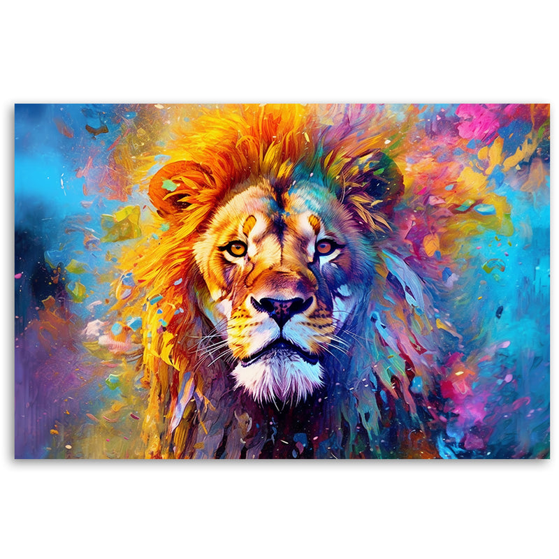 Impresión de panel decorativo, Abstracción de león colorido