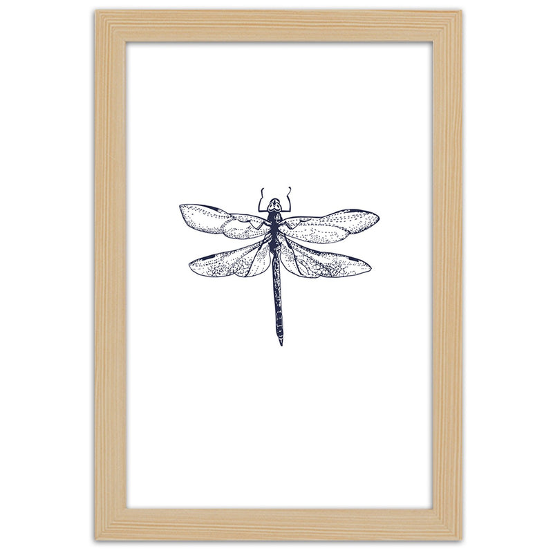 Picture in natural frame, Dragonfly drawn