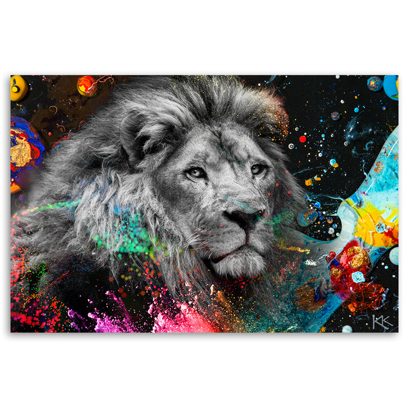 Canvas print, Lion on colourful background