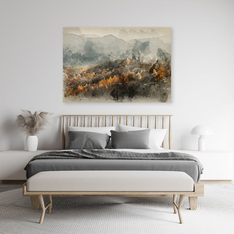 Canvas print, Autumn forest in the fog