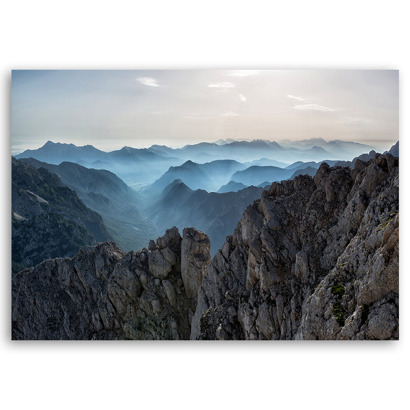 Canvas print, Mountain peaks in the clouds